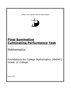 Final Summative Culminating Performance Task  Mathematics