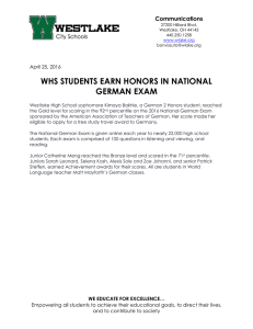 WHS STUDENTS EARN HONORS IN NATIONAL GERMAN EXAM Communications