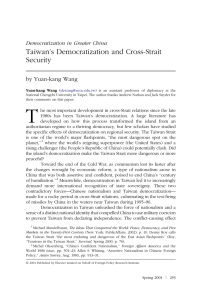 Taiwan’s Democratization and Cross-Strait Security by Yuan-kang Wang Democratization in Greater China