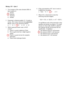 Biology 155 – Quiz 2  ions in water is