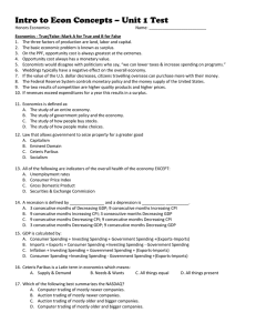 Intro to Econ Concepts – Unit 1 Test