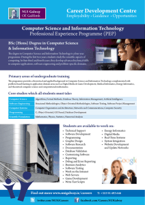 Career Development Centre Computer Science and Information Technology Professional Experience Programme (PEP)