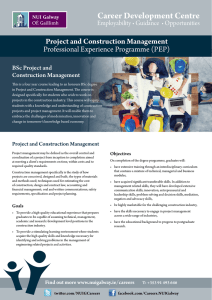 Career Development Centre Project and Construction Management Professional Experience Programme (PEP)