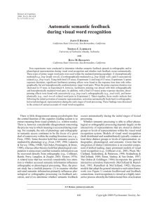 Automatic semantic feedback during visual word recognition J F. R