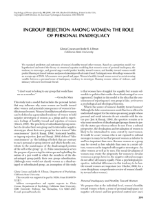INGROUP REJECTION AMONG WOMEN: THE ROLE OF PERSONAL INADEQUACY California State University