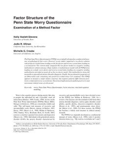 Factor Structure of the Penn State Worry Questionnaire Holly Hazlett-Stevens