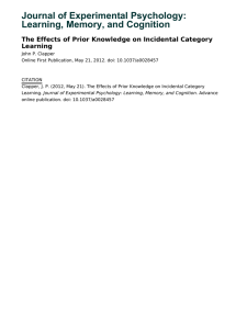 Journal of Experimental Psychology: Learning, Memory, and Cognition Learning