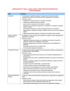DEFINITIONS OF SKILLS AND LEVELS FOR POSITION DESCRIPTION QUESTIONNAIRE