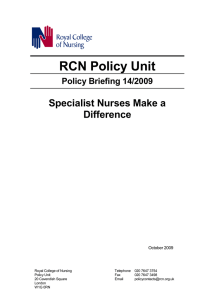 RCN Policy Unit  Specialist Nurses Make a Difference