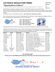 CATHOLIC EDUCATION WEEK: “Opening Doors of Mercy”