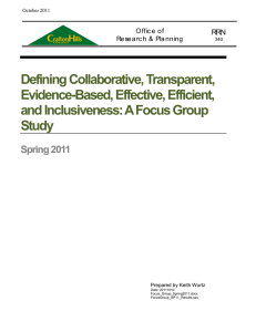 Defining Collaborative, Transparent, Evidence-Based, Effective, Efficient, and Inclusiveness: A Focus Group