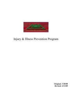 Injury &amp; Illness Prevention Program  Original: 3/28/08 Revised: 4/13/09