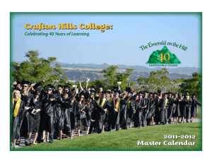 Crafton Hills College: 2011-2012 Master Calendar Celebrating 40 Years of Learning