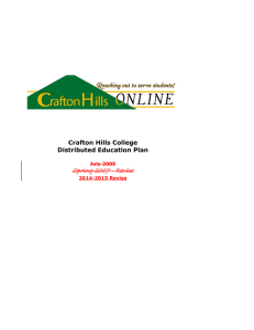 Spring 2007 - Revise Crafton Hills College Distributed Education Plan