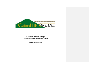 Crafton Hills College Distributed Education Plan  2014-2015 Revise