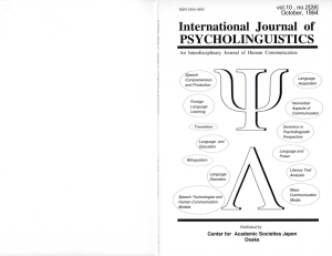 International Journal of PSYCHQLINGUISTICS vol.10 , no.2[28 October, 1994