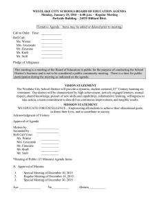 WESTLAKE CITY SCHOOLS BOARD OF EDUCATION AGENDA