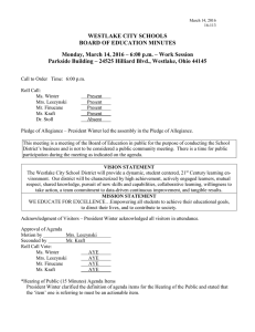 WESTLAKE CITY SCHOOLS BOARD OF EDUCATION MINUTES