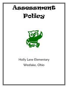 Assessment Policy  Holly Lane Elementary