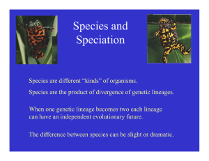 Species and Spec es d Speciation