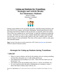 Lining up Students for Transitions Strategies and Activity Breaks For Elementary Students