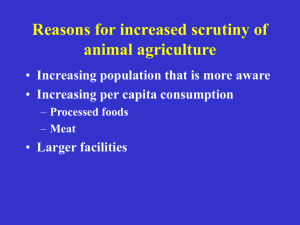 Reasons for increased scrutiny of animal agriculture Increasing per capita consumption