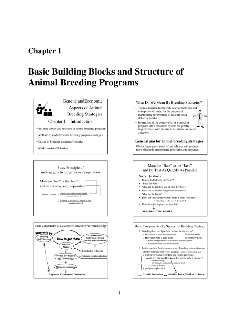 Basic Building Blocks and Structure of Animal Breeding Programs Chapter 1  Genetic andEconomic