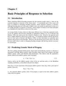 Basic Principles of Response to Selection Chapter 3 3.1 Introduction