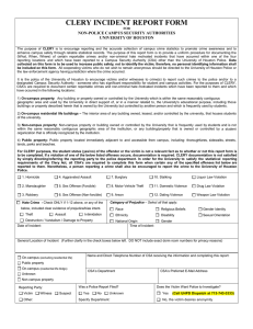 CLERY INCIDENT REPORT FORM NON-POLICE CAMPUS SECURITY AUTHORITIES UNIVERSITY OF HOUSTON