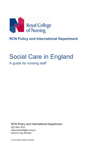 Social Care in England  RCN Policy and International Department