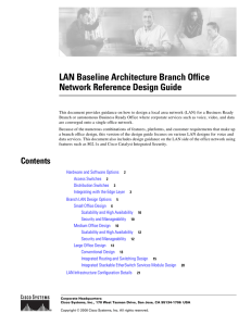 LAN Baseline Architecture Branch Office Network Reference Design Guide