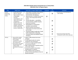 2010‐2013 Catholic School Learning Plan for St. Thomas More  2010‐2011 (Year 1) Progress Report   •