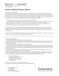 Alumni Studio Access Award Pilot Program – Summer 2012