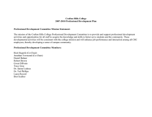 Crafton Hills College 2007-2010 Professional Development Plan  Professional Development Committee Mission Statement: