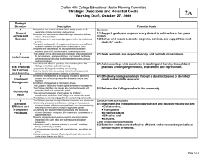 2A Strategic Directions and Potential Goals Working Draft, October 27, 2009