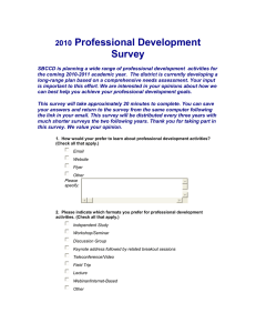 Professional Development Survey 2010