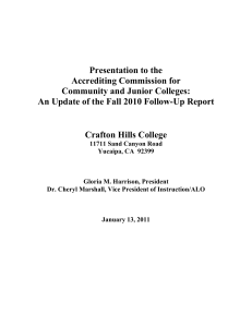 Presentation to the Accrediting Commission for Community and Junior Colleges: