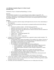 Accreditation Committee Report to Crafton Council December 2010