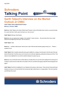 Talking Point Schroders Garth Taljard’s Interview on the Market Outlook at CNBC