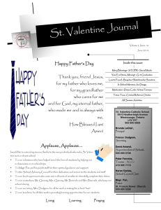 Happy Father’s Day  Thank you, friend Jesus, Inside this issue:
