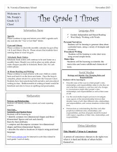 The Grade 1 Times Information Items Language Arts Welcome to