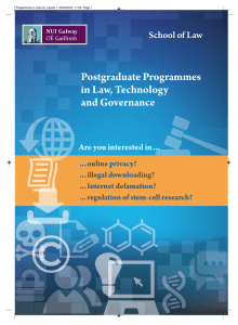 Postgraduate Programmes in Law, Technology and Governance School of Law