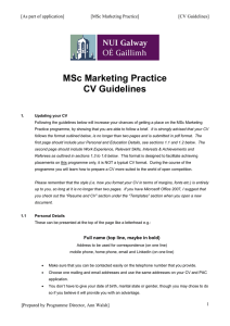 MSc Marketing Practice CV Guidelines [As part of application]