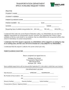 TRANSPORTATION DEPARTMENT SPACE AVAILABLE REQUEST FORM