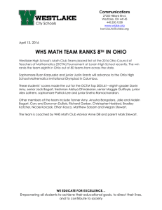 WHS MATH TEAM RANKS 8 IN OHIO Communications TH