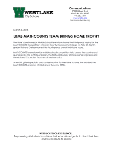LBMS MATHCOUNTS TEAM BRINGS HOME TROPHY Communications  March 3, 2016