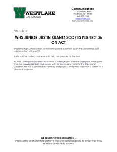 WHS JUNIOR JUSTIN KRANTZ SCORES PERFECT 36 ON ACT Communications