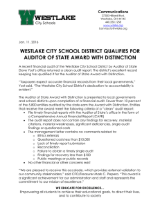 WESTLAKE CITY SCHOOL DISTRICT QUALIFIES FOR Communications