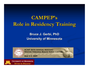 CAMPEP ’ s Role in Residency Training