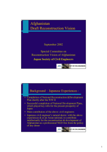 Afghanistan Draft Reconstruction Vision Background – Japanese Experiences - September 2002